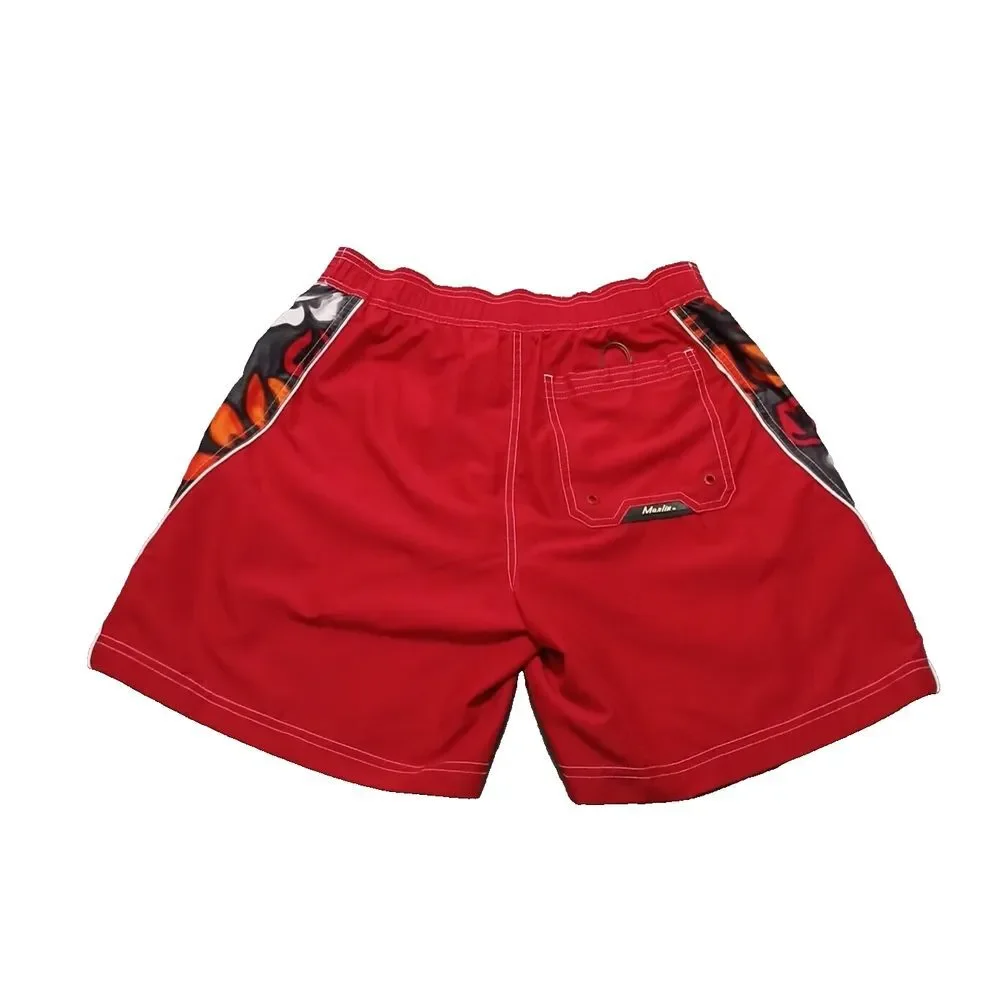 Marlin Trading Company Swim Shorts Men's‎ Red M Floral Pocket Drawstring Lined